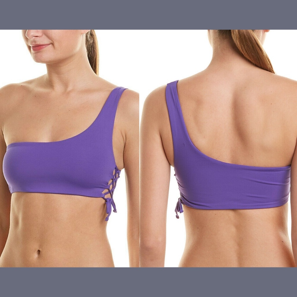 NWT L SPACE Silver Lining One Shoulder Top in Purple [SZ XS ]‎